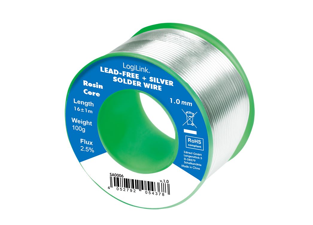 Logilink Solder wire Ø 1 mm (lead free + silver), 0,7% copper, 100g
