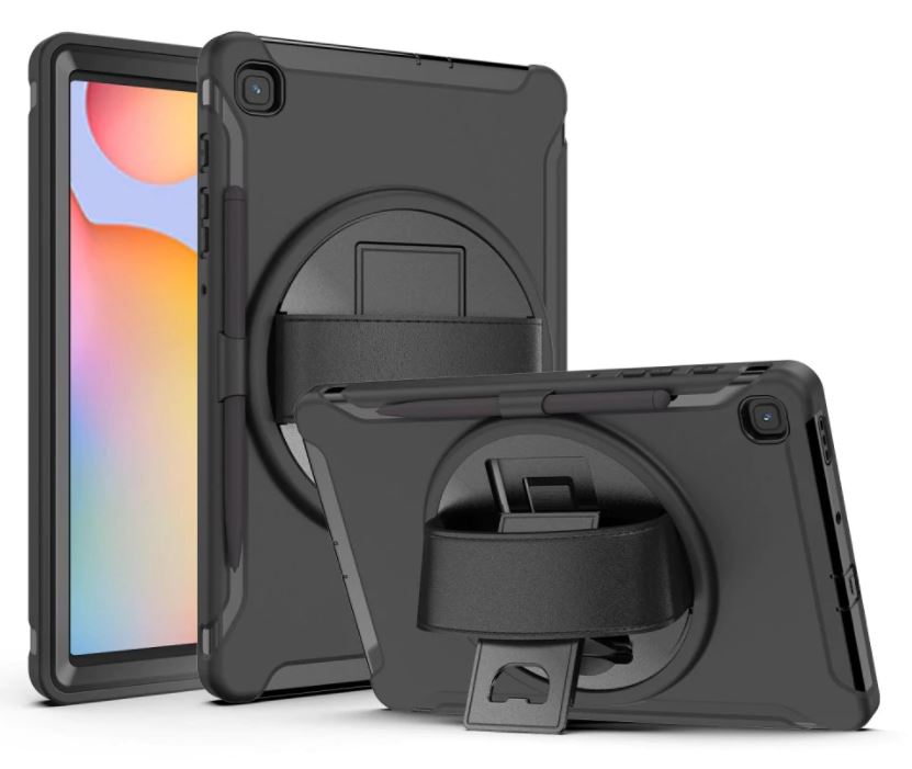 Rough cover til Samsung Galaxy Tab S6 Lite Håndværker Case m. Håndholder & Penholder - Sort