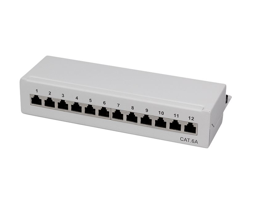 Patch panel desktop Cat.6A STP 12 ports, grey