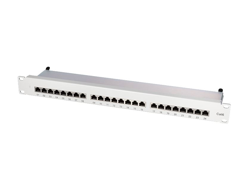 Patch panel 19"-mounting Cat.6 STP 24 ports, grey