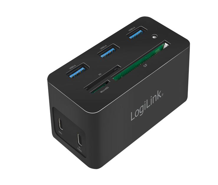 LogiLink USB 3.2 Gen 1 docking station, USB-C, 10-port, PD, mini, black — produktfoto
