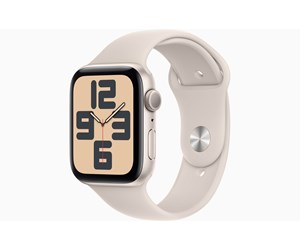 Apple Watch SE (2023) GPS 44mm - Starlight Aluminium Case with Starlight Sport Band - S/M — produktfoto