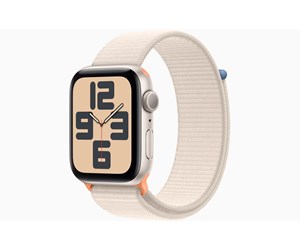 Apple Watch SE (2023) GPS 44mm - Starlight Aluminium Case with Starlight Sport Loop — produktfoto