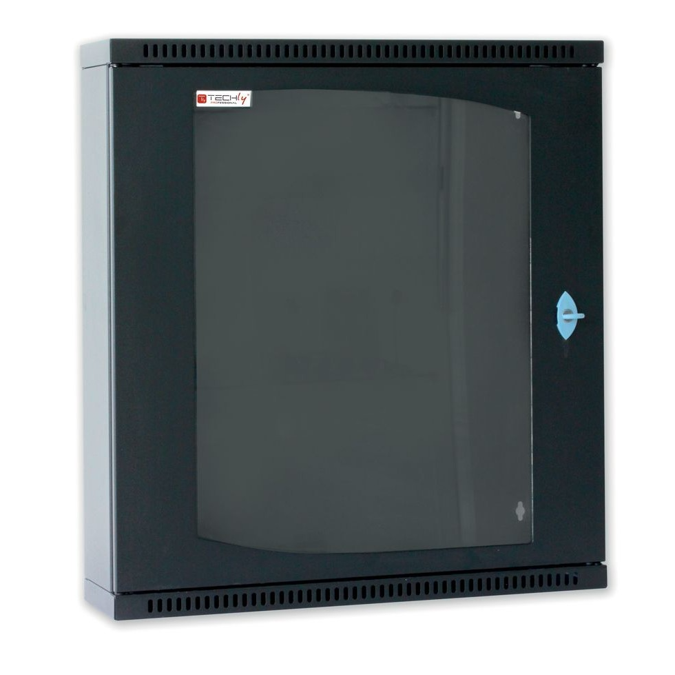 Techly 19" Flat Wall Rack Cabinet d.15cm 12 units in one section Black