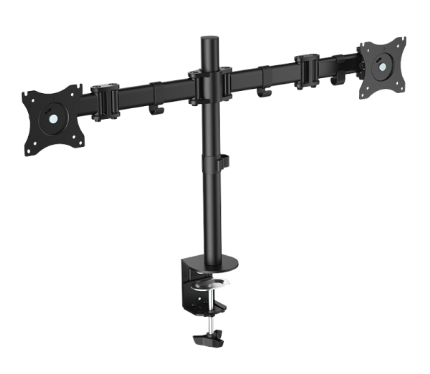 Dual monitor desk mount, tilt -45°/+45°, swivel 180°, level