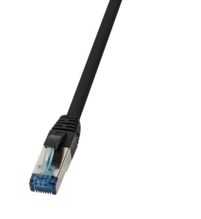 Cat.6A S/FTP, PUR patch cable, 10G, 0.5m, black