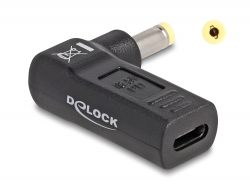DeLOCK 24 pin USB-C (female) - Strøm DC jackstik 4,8 mm (ID: 1,7 mm) (male) Sort Strømforsyningsadapter