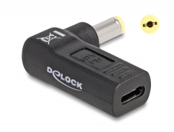 DeLOCK 24 pin USB-C (female) - Strøm DC jackstik 5,5 mm (ID: 1,7 mm) (male) Sort Strømforsyningsadapter
