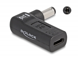 DeLOCK 24 pin USB-C (female) - Strøm DC jackstik 5,5 mm (ID: 2,1 mm) (male) Sort Strømforsyningsadapter