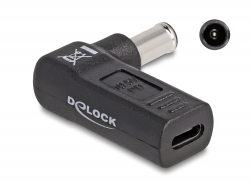 DeLOCK 24 pin USB-C (female) - Strøm DC jackstol 6,0 mm (ID: 4,3 mm) (male) Sort Strømforsyningsadapter
