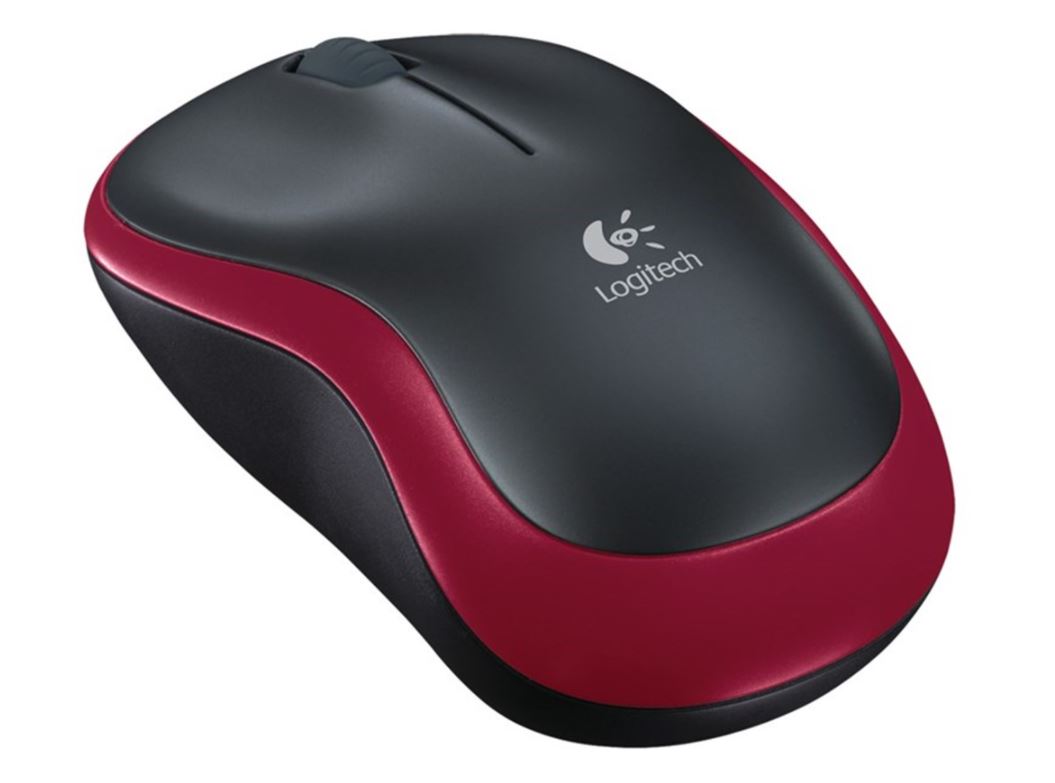 Logitech M185 Trådløs Optisk mus - Sort / Rød