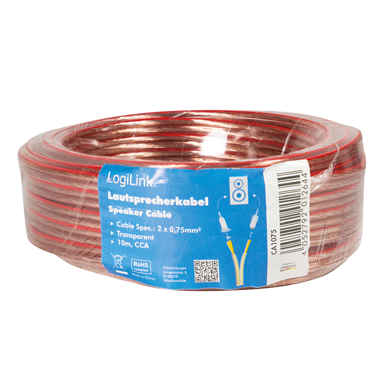 Speaker cable, 2x 0.75 mm², 10m