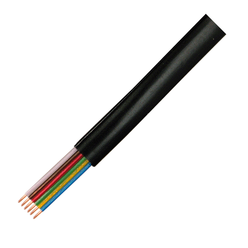 Telephone cable flat 6-wires, 100m, black