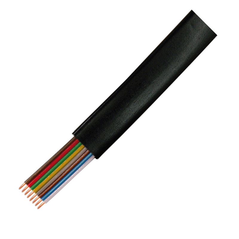 Telephone cable flat 8-wires, 100m, black