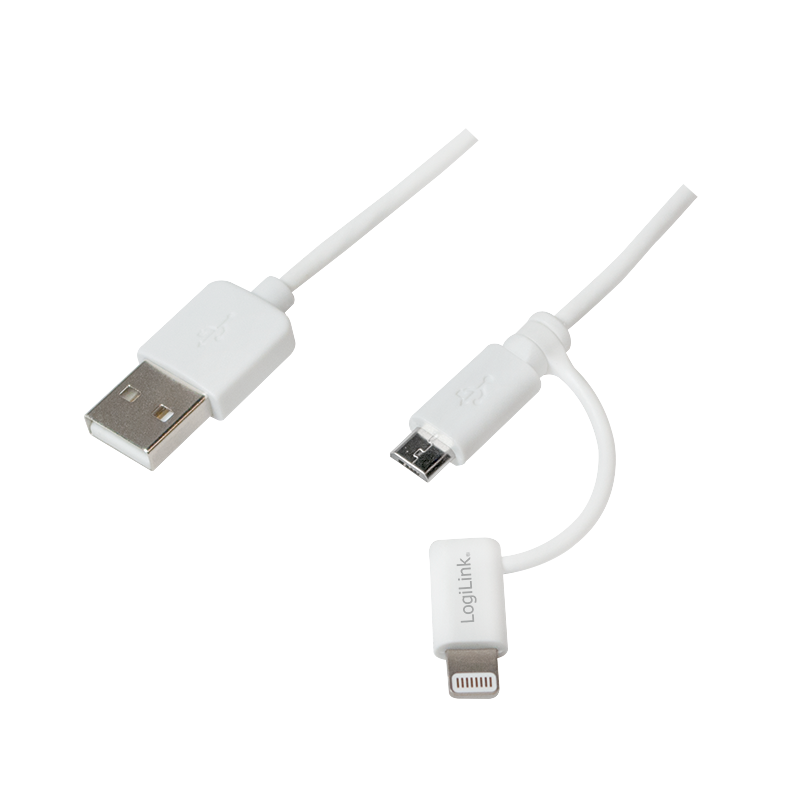 USB to Micro USB sync- and charging cable with Lightning ada