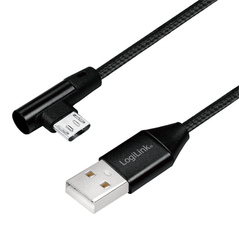 USB 2.0 to micro-USB (90° angled) male, 0.3m