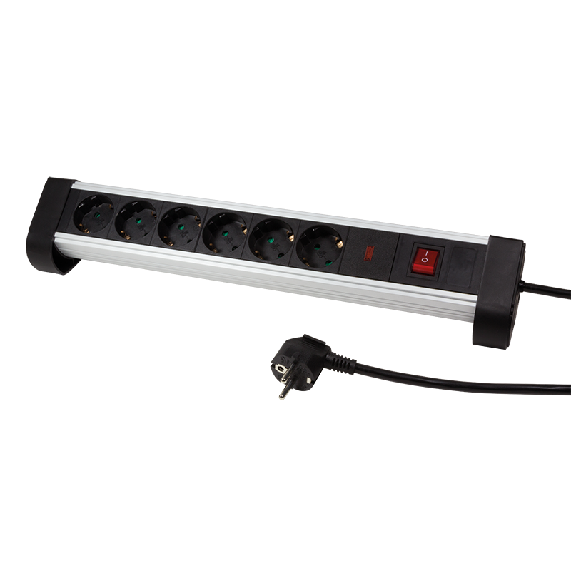 Table socket outlet with 6x safety sockets