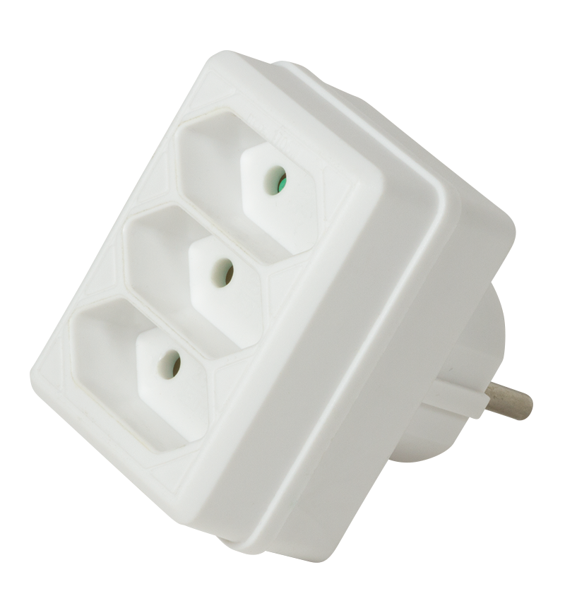 Socket adapter, 3x Euro, 1700W/250V, white