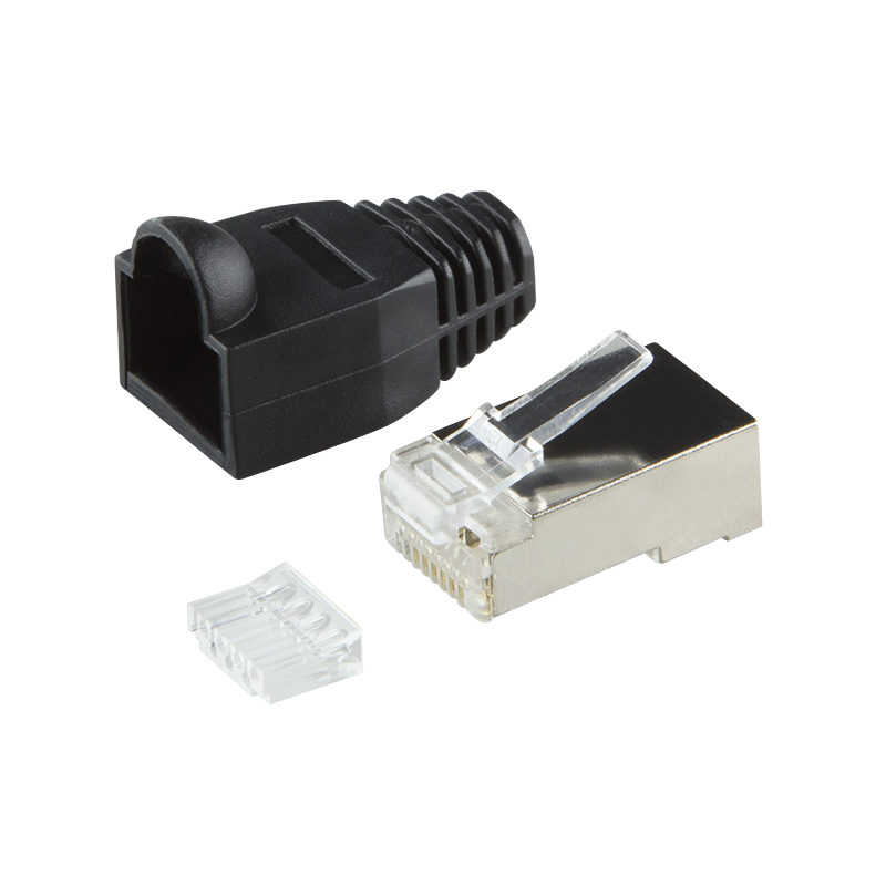 Plug connector Cat.6 RJ45 100pcs. set, shielded, black