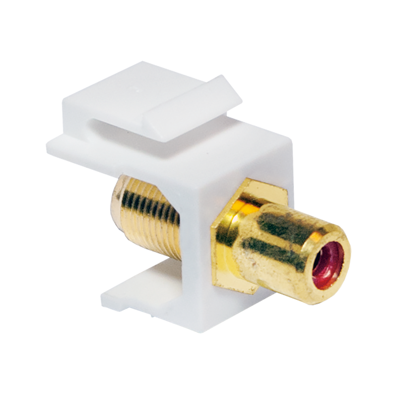 Keystone inline coupler RCA female > F female - red