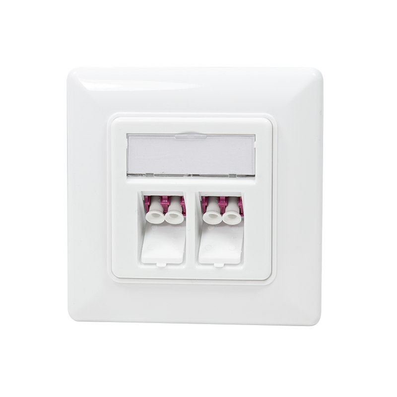 Keystone Face Plate with 2 LC-Duplex Adapters, white
