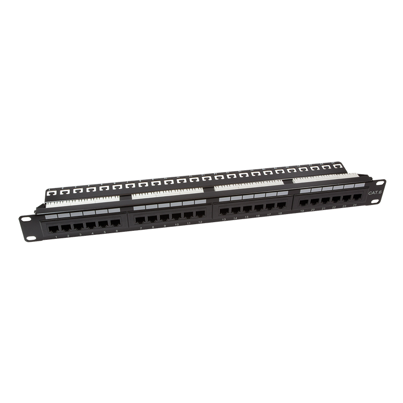 Cat.6 patch panel 19" 24-port unshielded, RAL 9005