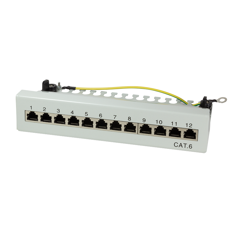 Patch panel for desktop/wall Cat.6 STP 12 ports, light grey