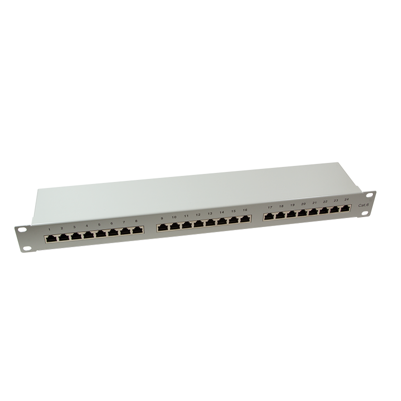 Patch panel 19"-mounting Cat.6, STP, 24 ports, grey, EconLin