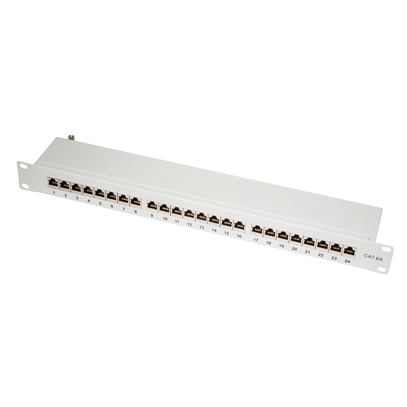 Patch panel 19" Cat.6A STP 24 ports, grey