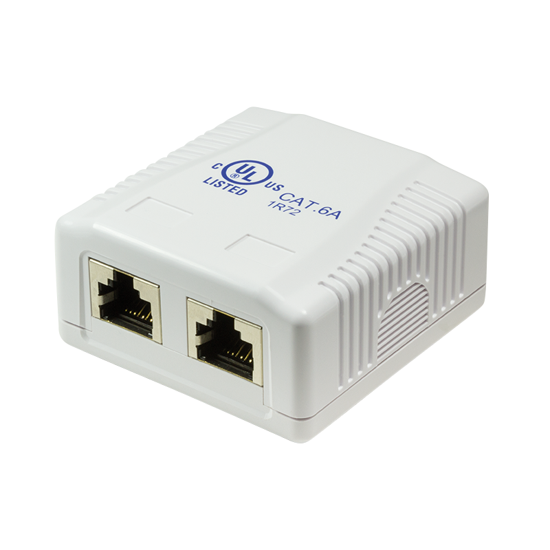Outlet Cat.6A wall outlet surface box 2x RJ45 STP