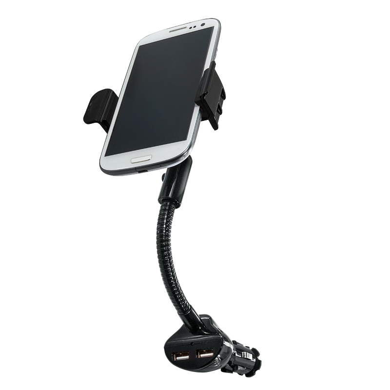 Smartphone car holder and charger with 2 USB Ports, 15.5W