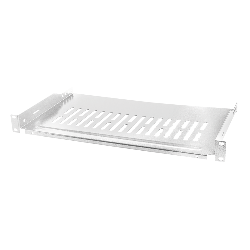 19" cantilever shelf, front screw fixing d=250 mm, grey