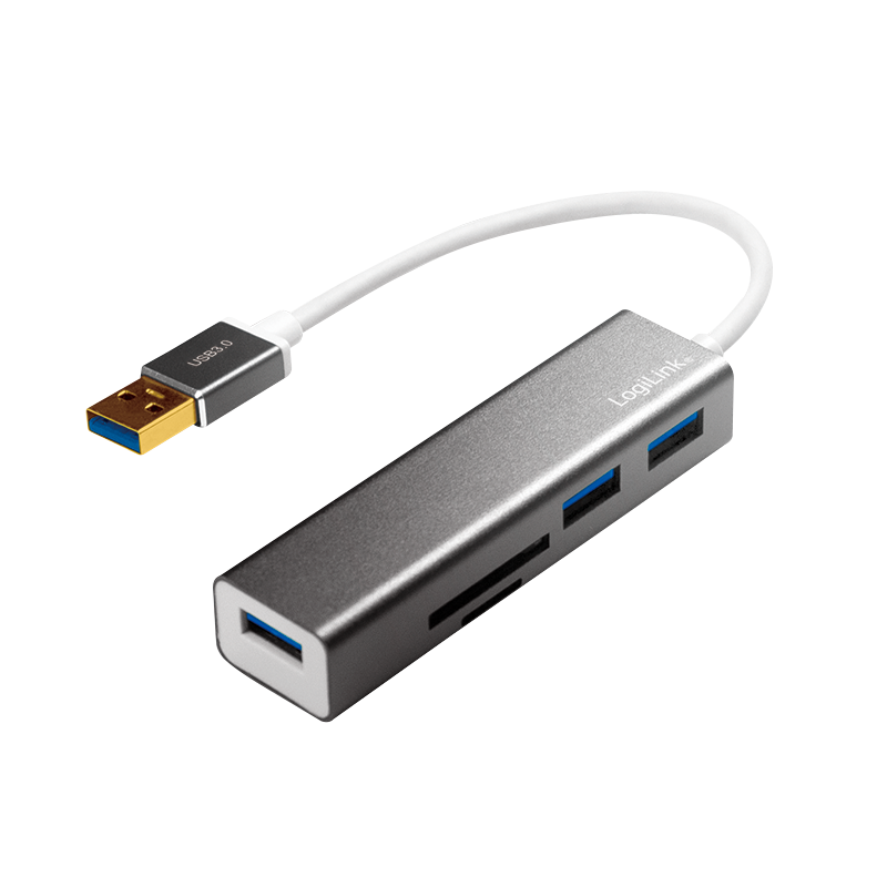 USB 3.0, 3-port hub, with card reader