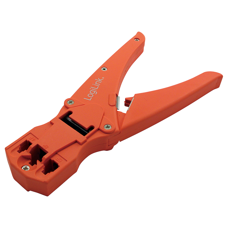 Crimping tool for RJ11/12/45 modular plugs, plastic