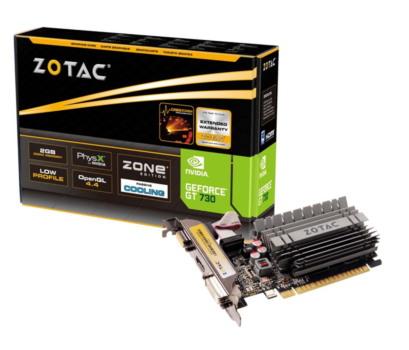 ZOTAC GeForce GT 730 ZONE Low Profile - 2GB GDDR3 RAM - Grafikkort