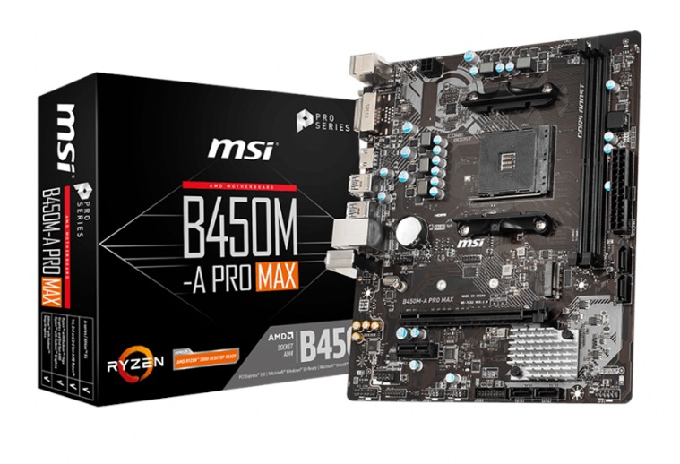 MSI B450M-A PRO MAX Bundkort - AMD B450 - AMD AM4 socket - DDR4 RAM - Micro-ATX