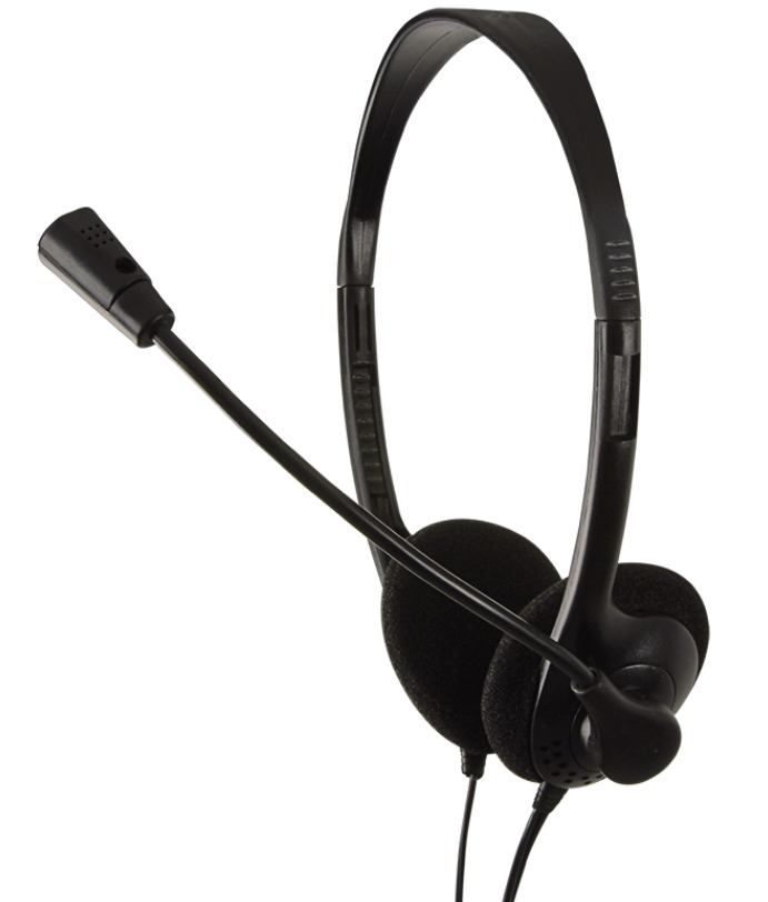 Stereo headset earphones with microphone