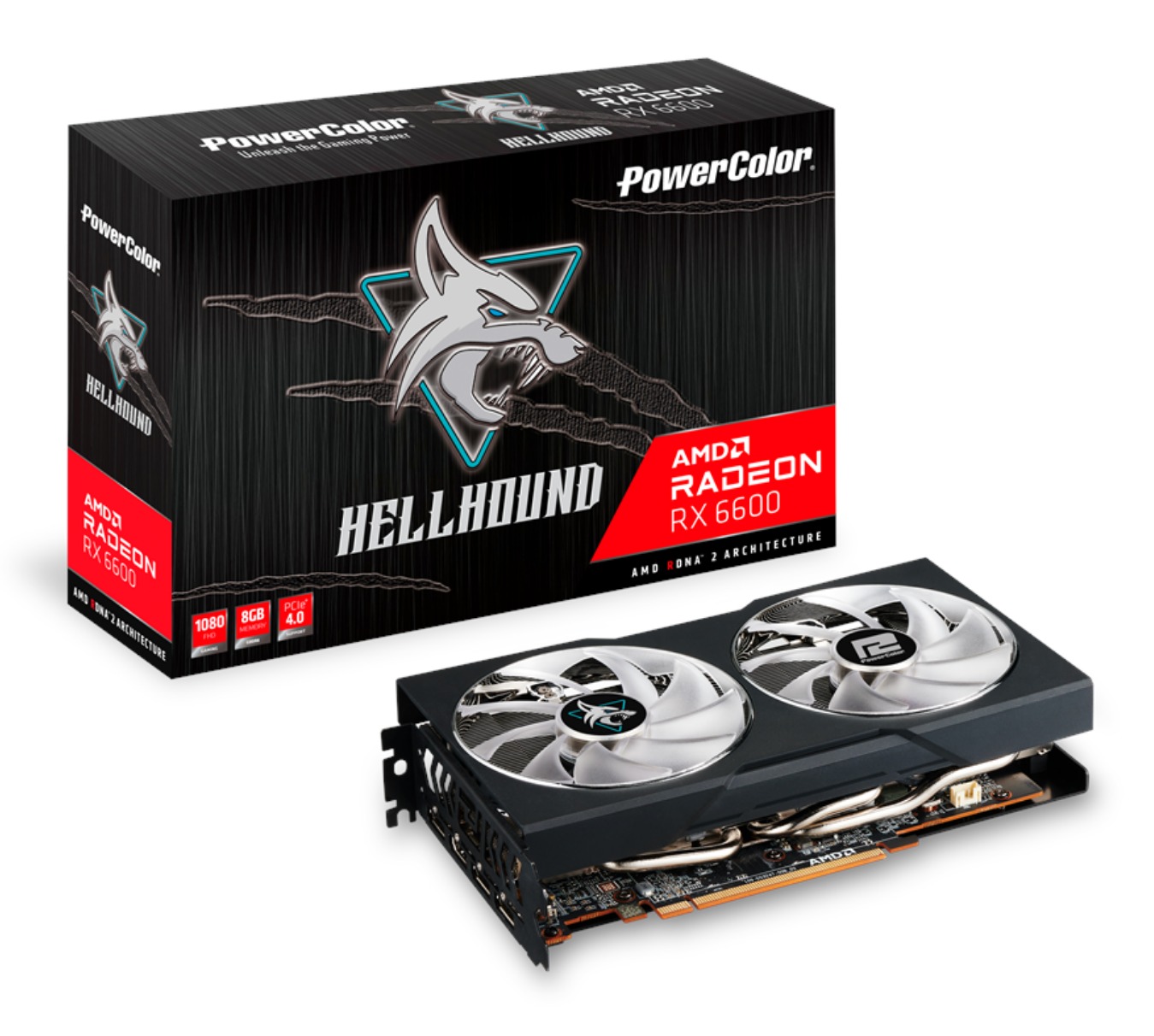 PowerColor Radeon RX 6600 Hellhound - 8GB GDDR6 RAM - Grafikkort