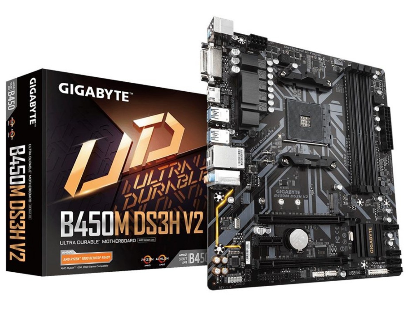 GIGABYTE B450M DS3H V2 Bundkort - AMD B450 - AMD AM4 socket - DDR4 RAM - Micro-ATX