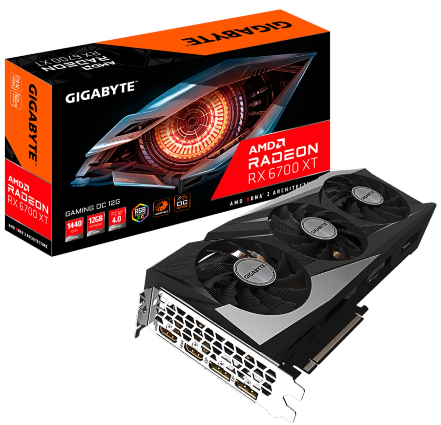 GIGABYTE Radeon RX 6700 XT GAMING OC - 12GB GDDR6 RAM - Grafikkort