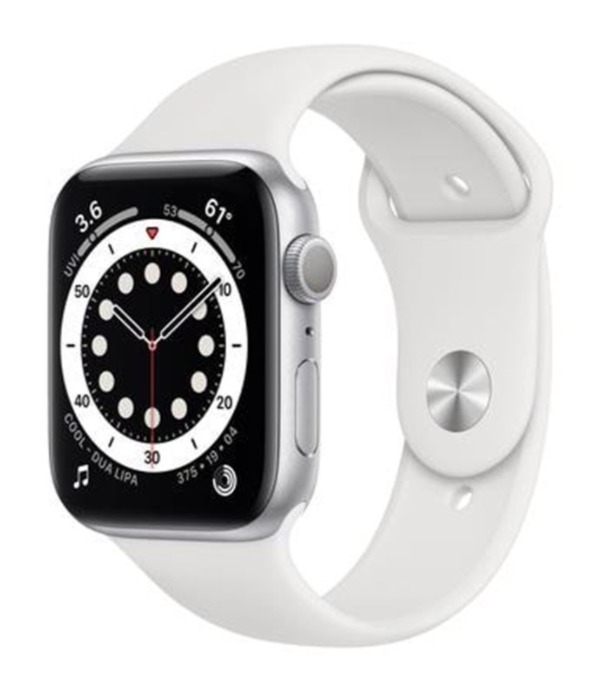 Apple Watch Series 6 GPS 44mm Silver Aluminium Case with White Sport Band