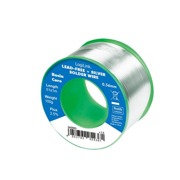 Logilink Solder wire  0,56 mm (lead free + silver), 0,7% copper, 100