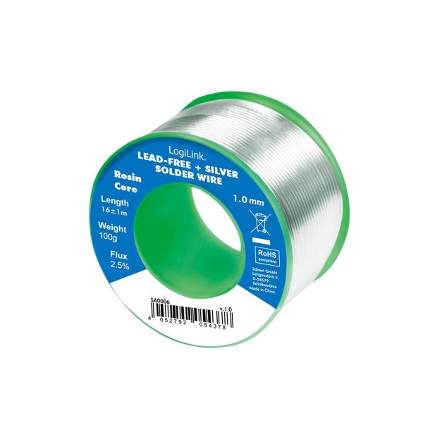 Logilink Solder wire  1 mm (lead free + silver), 0,7% copper, 100g