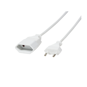Power cord extension, Euro male to Euro female, 1m, white