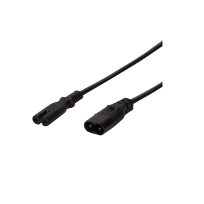 Power cord extension, IEC C8 male to IEC C7 female, 2m, blac
