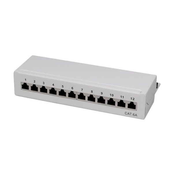 Patch panel desktop Cat.6A STP 12 ports, grey