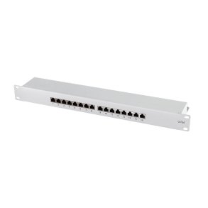Cat.6A patch panel 16-port STP, grey, fully shielded