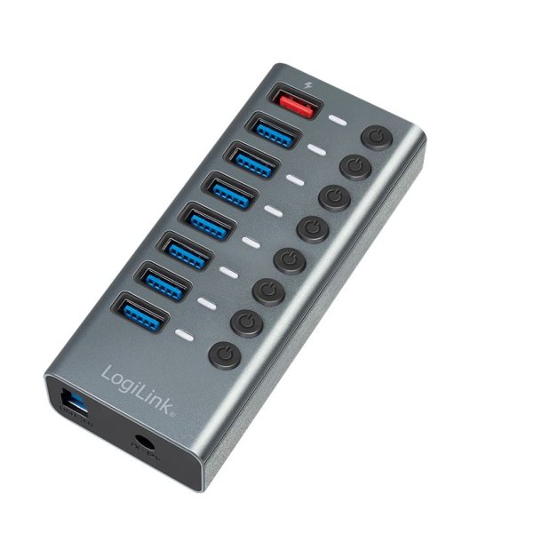 USB 3.2 Gen 1 hub, 7-port + 1x Fast Charging port, on/off switch