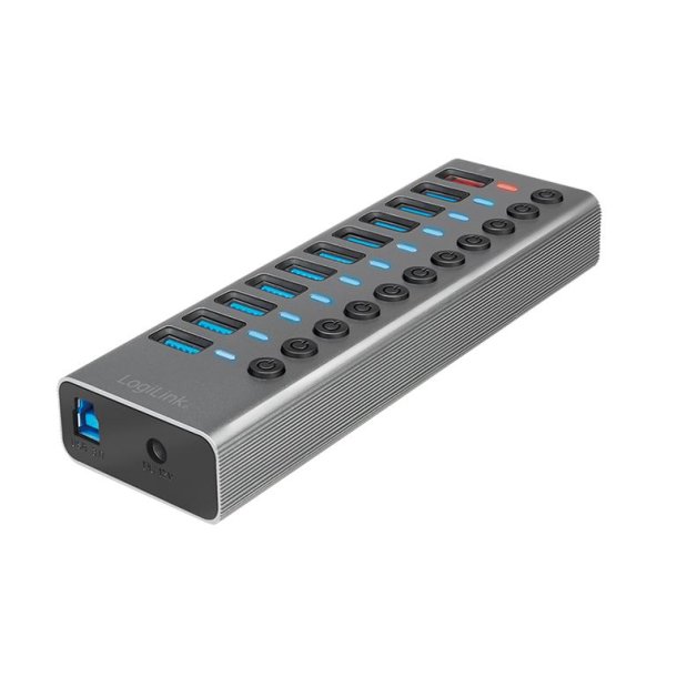 USB 3.2 Gen 1 hub, 10-port + 1x Fast Charging port, on/off switch