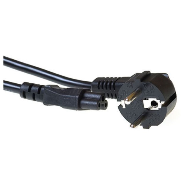 0.5 m - ACT Powercord mains connector CEE 7/7 male (angled) - C5 Mickey Mouse - black